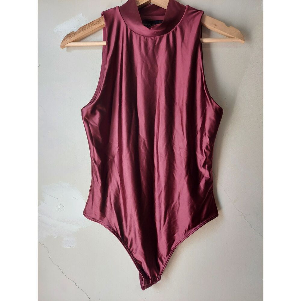 House of Harlow Sleeveless Mock Neck Bodysuit Sz S Snap Button Thong